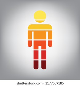 Man sign illustration. Vector. Horizontally sliced icon with colors from sunny gradient in gray background.
