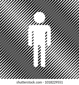 Man sign illustration. Vector. Icon. Hole in moire background.