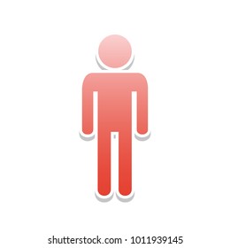 Man sign illustration. Vector. Reddish icon with white and gray shadow on white background. Isolated.