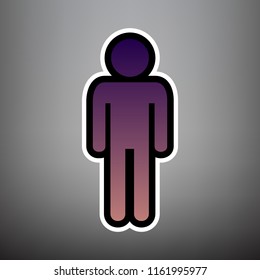 Man sign illustration. Vector. Violet gradient icon with black and white linear edges at gray background.