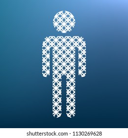 Man sign illustration. Vector. White textured icon at lapis lazuli gradient background.