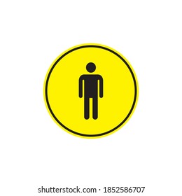 Man Sign on Yellow Board. Human Symbol Icon Vector Illustration