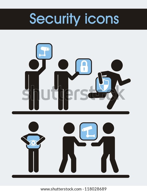 man sign\
with security icons. vector\
illustration