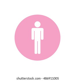 Man sign vector icon illustration. Pink button. Pink circle