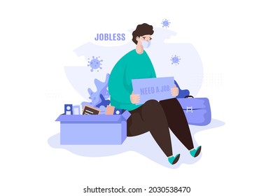 A Man With Signage Need A Job For Pandemic Jobless Illustration Concept