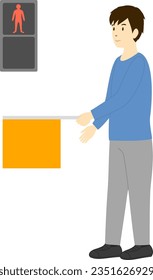 A man signaling to stop with a flag