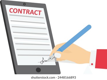 Man Signing The Digital Contract

