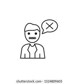 Man silence face mute icon. Element of confidential line icon