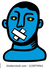 man silenced because he has a bandage covering his mouth