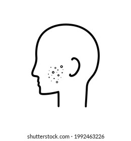 Man silhouette with acne on face. Pimple on face. Illustration vector