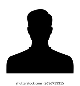 Man silhouette black on white. Simple vector person bust shape.