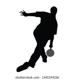 Man silhouette bowling vector. 