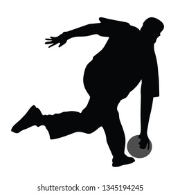 Man silhouette bowling vector. 