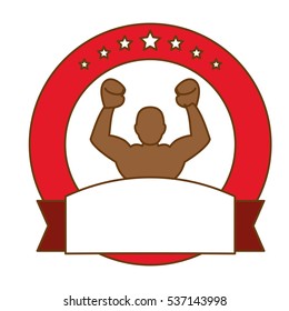 man silhouette boxing emblem icon image vector illustration design 