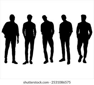 Man Silhouette Bundle vector design.  For use as a flyer template or for use in web design. Hand drawn 