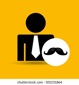 man silhouette business and moustache design icon vector illustration