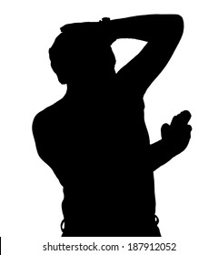 Man Silhouette Busy Using an Underarm Deodorant Pray 