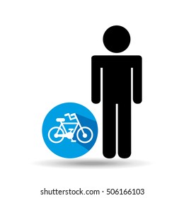 man silhouette bycicle icon design vector illustration eps 10