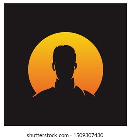 man silhouette character vector, with circle background