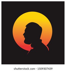 man silhouette character vector, with circle background