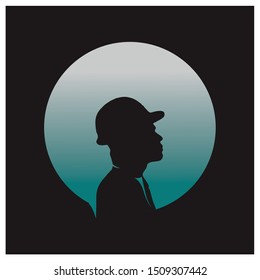 man silhouette character vector, with circle background