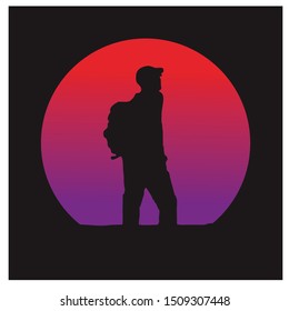 man silhouette character vector, with circle background