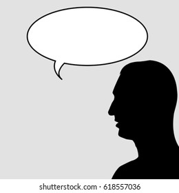 Man silhouette with chat bubbles