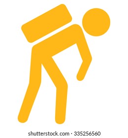 Man Silhouette Courier vector icon. Style is flat symbol, yellow color, rounded angles, white background.