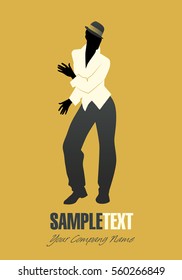 Man silhouette dancing jazz or latin music. Vector illustration