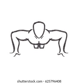 man silhouette exercising push ups front