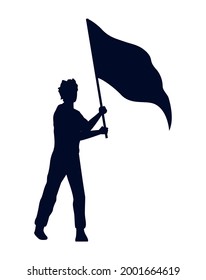 man silhouette with flag character icon