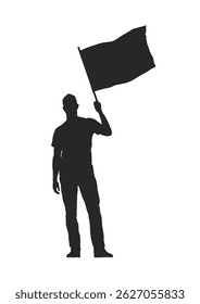 Silueta de hombre con bandera – Ilustración vectorial	