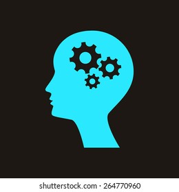 Man silhouette with gear.