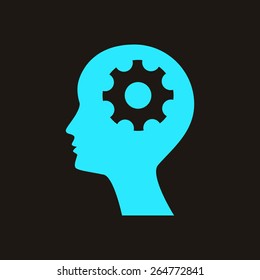 Man silhouette with gear.