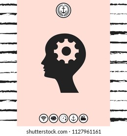 Man silhouette with gear icon