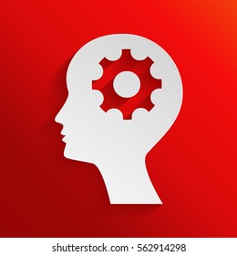 Man silhouette with gear - icon