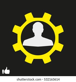 man, silhouette, gear, icon, vector illustration EPS 10