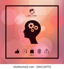 Man silhouette with gears icon