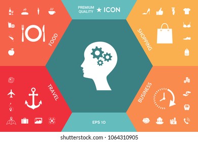 Man silhouette with gears icon