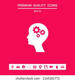 Man silhouette with gears icon