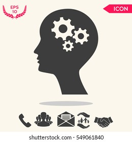 Man silhouette with gears icon