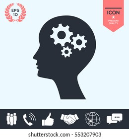 Man silhouette with gears icon