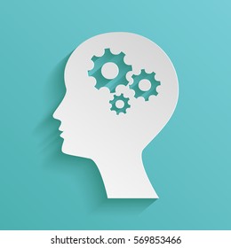 Man silhouette with gears icon