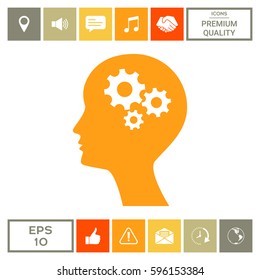 Man silhouette with gears icon