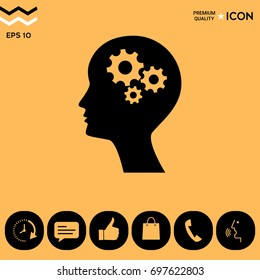 Man silhouette with gears icon