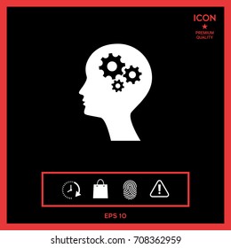 Man silhouette with gears icon