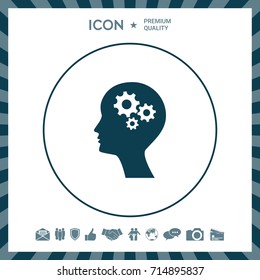 Man silhouette with gears icon
