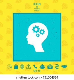 Man silhouette with gears icon