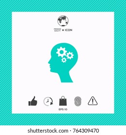 Man silhouette with gears icon