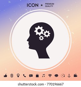 Man silhouette with gears icon Man silhouette with gears icon